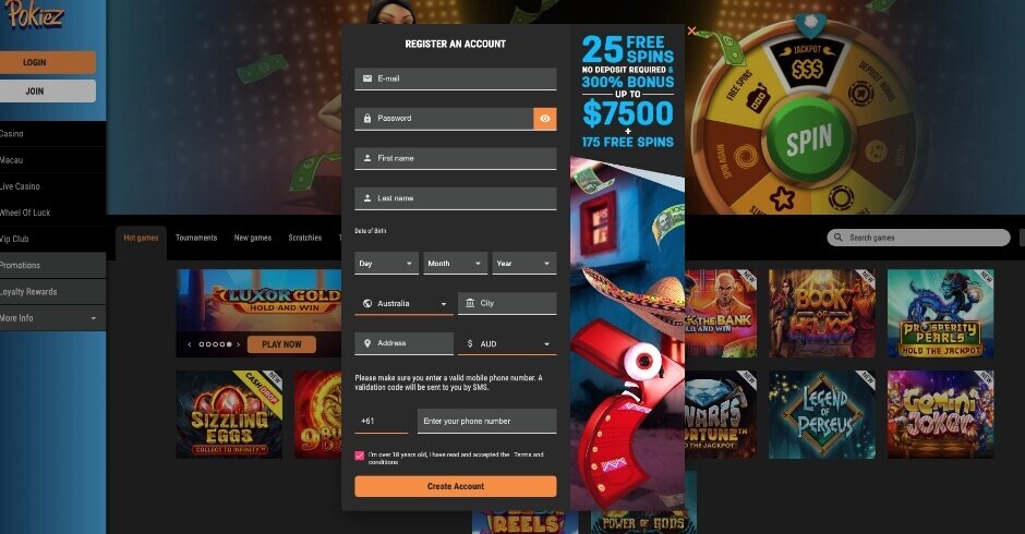 Pokiez Casino Login and Registration