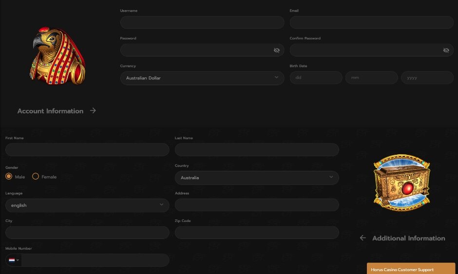 Horus Casino Login & Registration