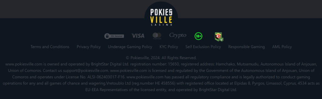 Pokiesville Casino License